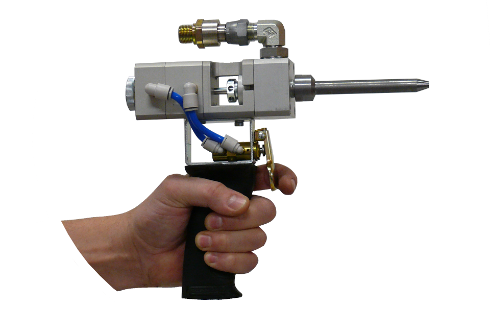 1K Dispensing gun for medium to high viscosity materials